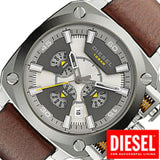 Diesel BAMF Chronograph Beige Dial Brown Leather Strap Watch For Men - DZ7343