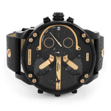 Diesel Mr Daddy 2.0 Black Dial Black Leather Strap Watch For Men - DZ7350