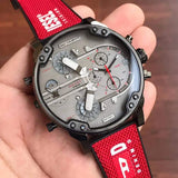 Diesel Mr Daddy 2.0 Chronograph Grey Dial Red Rubber Strap Watch For Men - DZ7423