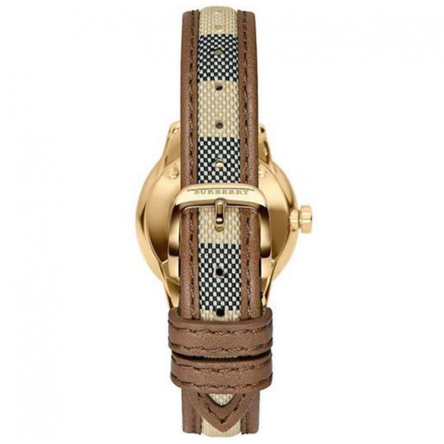 Burberry The Classic Gold Dial Brown Leather Strap Watch for Women - BU10114