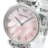 Emporio Armani Gianni T Bar Pink Mother of Pearl Dial Silver Steel Strap Watch For Women - AR1779