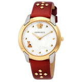 Versace Audrey Quartz Silver Dial Red Leather Strap Watch for Women - VELR00219