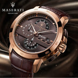 Maserati Ingegno Chronograph Brown Dial Brown Leather Strap Watch For Men - R8871619001