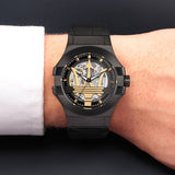 Maserati Potenza Skeleton Limited Edition Black Dial Black Leather Strap Watch For Men - R8821108027