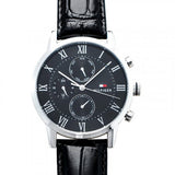 Tommy Hilfiger Kane Quartz Black Dial Black Leather Strap Watch for Men - 1791401