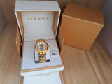 Versace Chronograph White Dial Gold Steel Strap Watch for Men - VBR060017