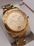 Versace Dylos Chronograph Gold Dial Gold Steel Strap Watch for Men - VQC040015