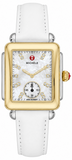 Michele Deco Mother of Pearl Dial White Leather Strap Watch For Women - MWW06V000043