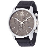 Calvin Klein City Chronograph Black Dial Black Leather Strap Watch for Men - K2G271C3