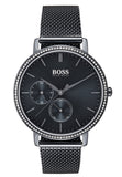 Hugo Boss Infinity Black Dial Black Mesh Bracelet Watch for Women -1502521