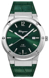 Salvatore Ferragamo F-80 Classic Green Dial Green Leather Strap Watch for Men - SFDT00119