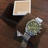 Michael Kors Lexington Quartz Green Dial Silver Steel Strap Watch For Women - MK6222