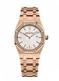 Audemars Piguet Royal Oak Quartz White Dial Rose Gold Steel Strap Watch for Women - 67651OR.ZZ.1261OR.01