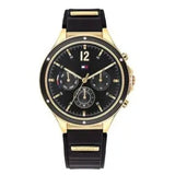 Tommy Hilfiger Eve Chronograph Quartz Black Dial Black Silicone Strap Watch For Women - 1782282