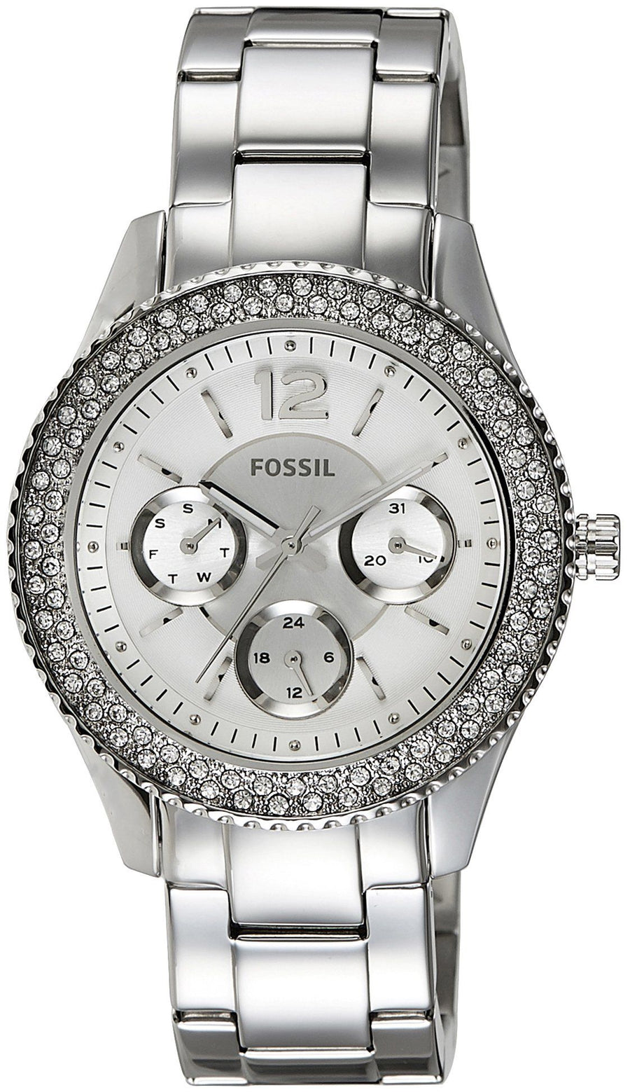 Fossil Stella Silver Dial Silver Steel Strap Watch for Women - ES3588