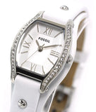 Fossil Molly White Dial White Leather Strap Watch for Women - ES3288