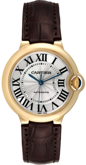 Cartier Ballon Bleu De Cartier Silver Dial Brown Leather Strap Watch for Women - W6900356