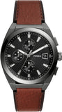 Fossil Everett Chronograph Grey Dial Brown Leather Strap Watch for Men - FS5799