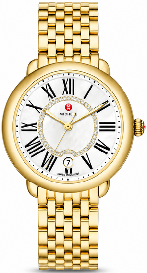 Michele Serein Silver Dial Gold Steel Strap Watch for Women - MWW21B000017