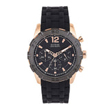 Guess Caliber Chronograph Black Dial Black Rubber Strap Watch for Men  - W0864G2