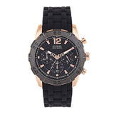 Guess Caliber Chronograph Black Dial Black Rubber Strap Watch for Men  - W0864G2