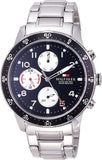 Tommy Hilfiger Jimmy Multifunction Black Dial Silver Steel Strap Watch For Men  - 1791950