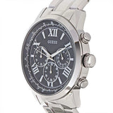 Guess Horizon Chronograph Quartz Black Dial Silver Steel Strap Watch For Men - W0379G1