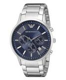 Emporio Armani Renato Chronograph Blue Dial Silver Steel Strap Watch For Men - AR2448