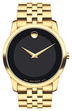 Movado Museum Black Dial Gold Steel Strap Watch For Men - 606997