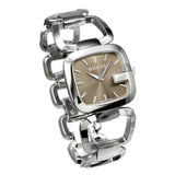 Gucci G Brown Square Brown Dial Silver Steel Strap Watch For Women - YA125402