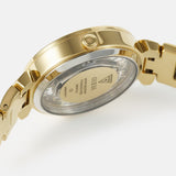 Guess Crystal Clear Analog Gold Dial Gold Steel Strap Watch for Women - GW0470L2