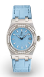 Audemars Piguet Royal Oak Quartz Diamonds Turquoise Dial Turquoise Leather Strap Watch for Women - 67601ST.ZZ.D034CR.01