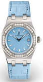 Audemars Piguet Royal Oak Quartz Diamonds Turquoise Dial Turquoise Leather Strap Watch for Women - 67601ST.ZZ.D034CR.01