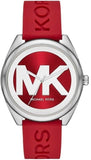 Michael Kors Janelle Three Hand Red Dial Red Rubber Strap Watch For Women - MK7144