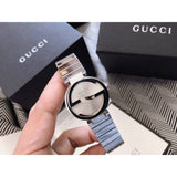 Gucci G Interlocking Silver Dial Silver Steel Strap Watch For Women - YA133503