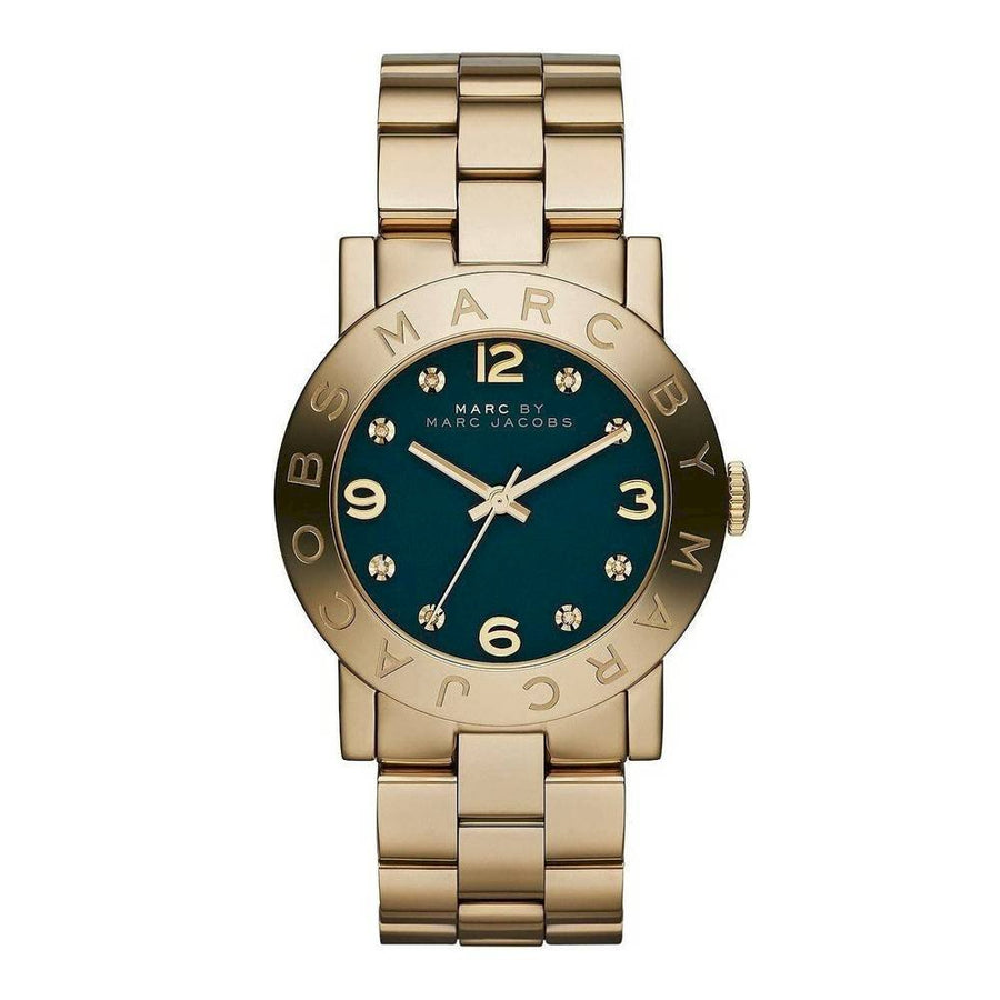 Marc Jacobs Amy Green Dial Gold Steel Strap Watch for Women - MBM8609