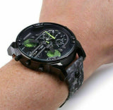 Diesel Big Daddy Chronograph Black Dial Black Leather Strap Watch For Men - DZ7311