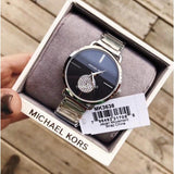 Michael Kors Portia Black Dial Silver Steel Strap Watch for Women - MK3638