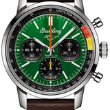 Breitling Top Time B01 Ford Mustang Green Dial Brown Leather Strap Watch for Men - AB01762A1L1X1