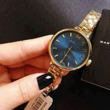 Marc Jacobs Sally Blue Dial Gold Stainless Steel Strap Watch for Women - MBM3366