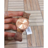 Guess Chiffon Rose Gold Dial Mesh Bracelet Watch For Women - W1083L3