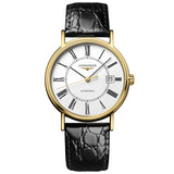 Longines Presence 25.5mm Automatic White Dial Black Leather Strap Watch for Women - L4.921.2.11.2