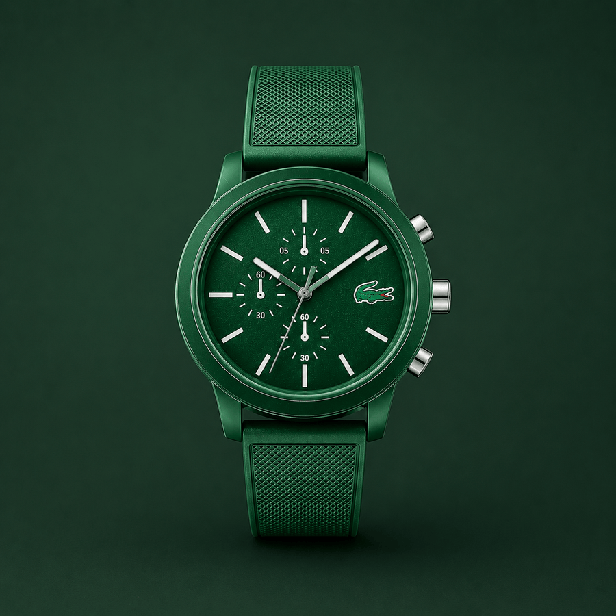 Lacoste 12.12 Chronograph Green Dial Green Silicone Strap Watch for Men - 2010973