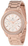 Bulova Crystal Silver Dial Rose Gold Steel Strap Watch for Women - 97N101