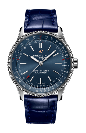 Breitling Navitimer Automatic 35 Blue Dial Blue Leather Strap Watch for Men - A17395161C1P1
