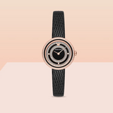 Emporio Armani Rosa Two Hand Black Dial Black Leather Strap Watch For Women - AR11493