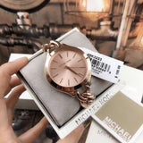 Michael Kors Slim Runway Rose Gold Dial Rose Gold Steel Strap Watch for Women - MK3223