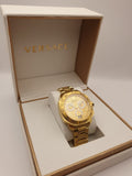 Versace Dylos Chronograph Gold Dial Gold Steel Strap Watch for Men - VQC040015