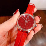 Swarovski Crystalline Hours Red Crystal Dial Red Leather Strap Watch for Women - 5295380