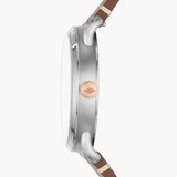 Fossil Commuter Grey Dial Brown Leather Strap Watch for Men - FS5417